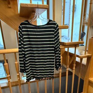Stitch Fix Lemon Tart top, Black and White with tassel trim, Size L